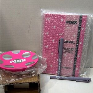 PINK Victoria's Secret Journal, pens and jewelry tray
